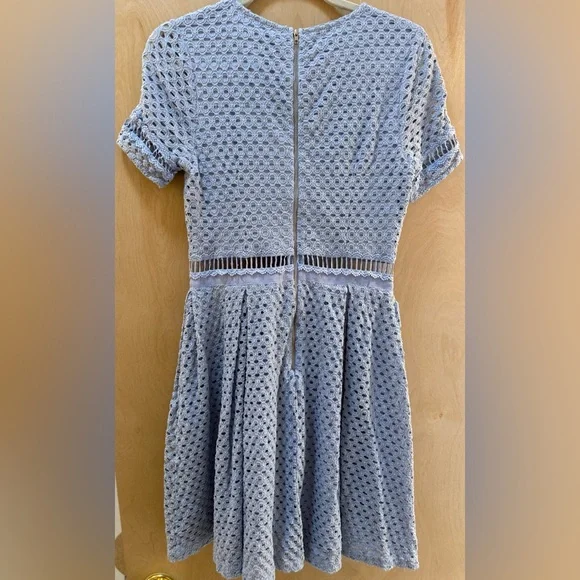 Aqua Blue Lace Dress with Crochet Detailing - Picture 10 of 14